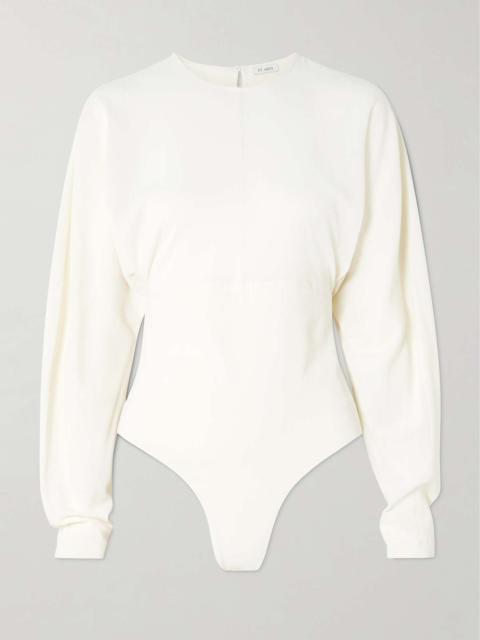 Gathered stretch-crepe bodysuit Off-white