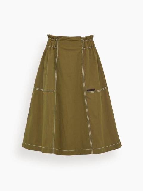 Marni Gathered Waist Midi Skirt in Musk