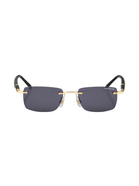 Montblanc Rectangular Sunglasses with Gold-Colored Metal Frame