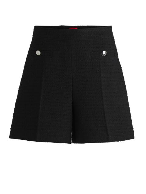 HUGO BOUCLÉ SHORTS WITH STACKED-LOGO BUTTONS