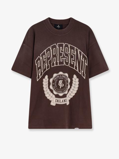 REPRESENT Represent Legacy Crest Cotton T-Shirt With Distressed Effect