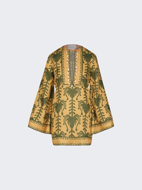 Johanna Ortiz Wild Savannah Tunic Dress Yellow And Light Green