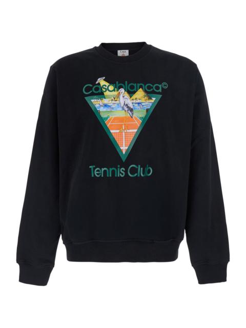 CASABLANCA Casablanca Men Black Crewneck Sweatshirt With Logo Print On The Front In Cotton For Men