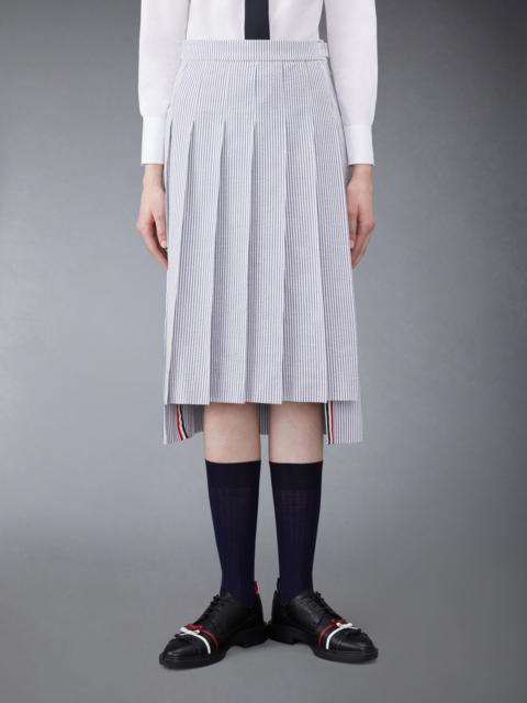 Thom Browne BELOW KNEE DROPPED BACK PLEATED SKIRT IN SEERSUCKER