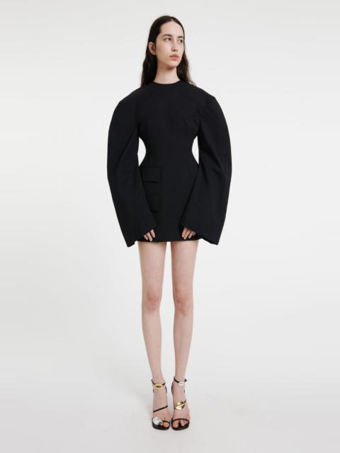 A.W.A.K.E. MODE ROUNDED SLEEVE TAILORED MINI DRESS BLACK