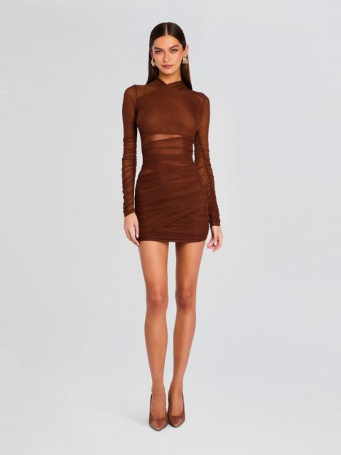 RETROFÊTE MOXEY RUCHED MESH MINI DRESS