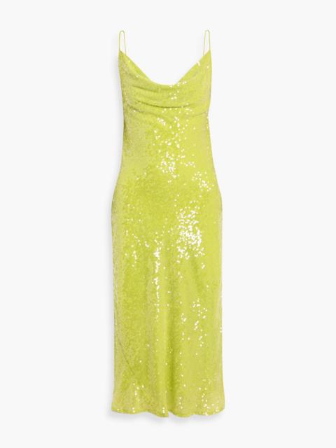 LAPOINTE Draped sequined chiffon midi dress