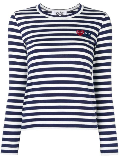 Comme des Garçons PLAY double-heart logo striped T-shirt
