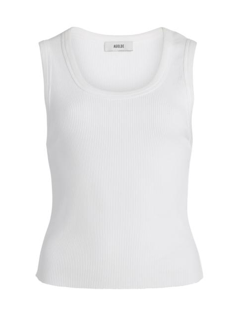 AGOLDE Poppy Shrunken Jersey Tank Top white