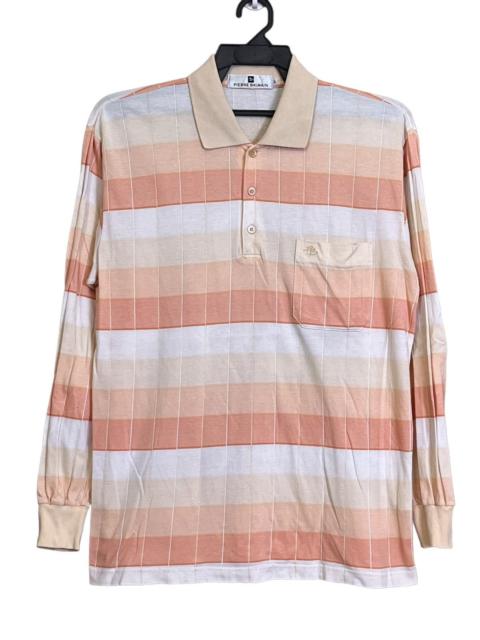 Balmain NICE🔥VINTAGE PIERRE BALMAIN STRIPED LONG SLEEVE POLO SHIRT