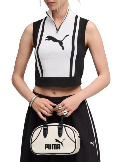 PUMA PUMA Future Archive Jacquard Sleeveless Half Zip Knit Crop Top in Puma Black/Puma White at Nordstrom