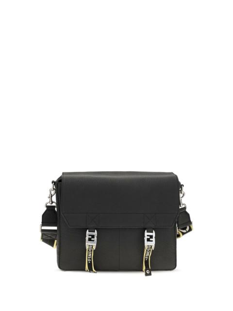 FENDI Fendi Flow Mess Medium Roman Leather Crossbody Bag Nero