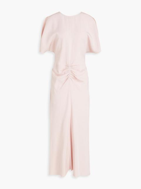 Victoria Beckham Gathered satin-crepe midi dress