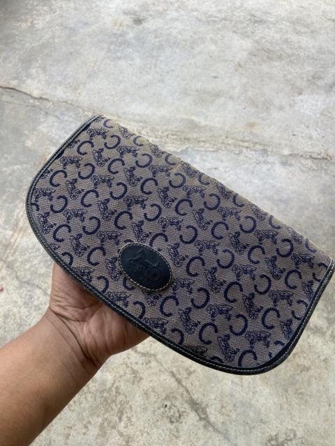 CELINE Vintage CÉLINE Paris Sulky Horse Carriage Monogram Canvas Clutch Bag