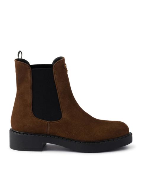 Prada Prada Women Chocolate Suede Ankle Boots