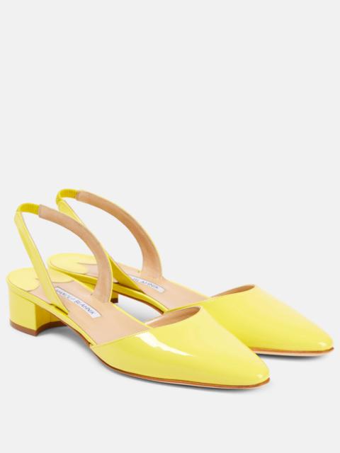 Manolo Blahnik Aspro 30 patent leather slingback pumps