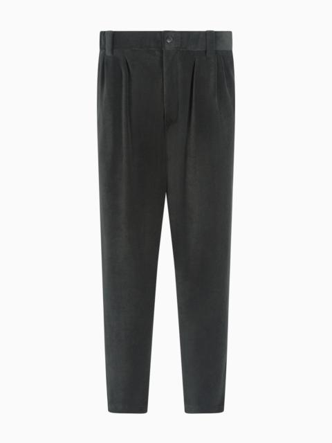 GIORGIO ARMANI COTTON-BLEND SINGLE-DARTED TROUSERS