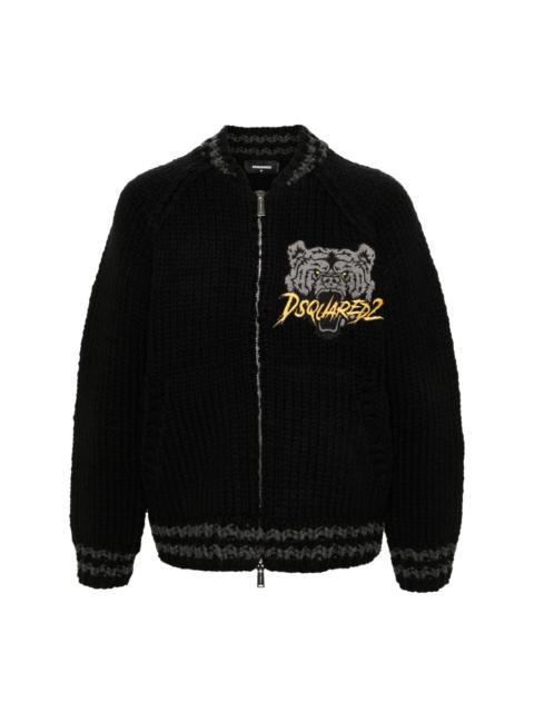 logo-patch cardigan