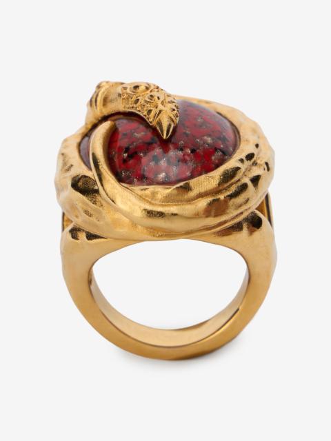 Roberto Cavalli Golden Cocktail Ring With Ruby Stone