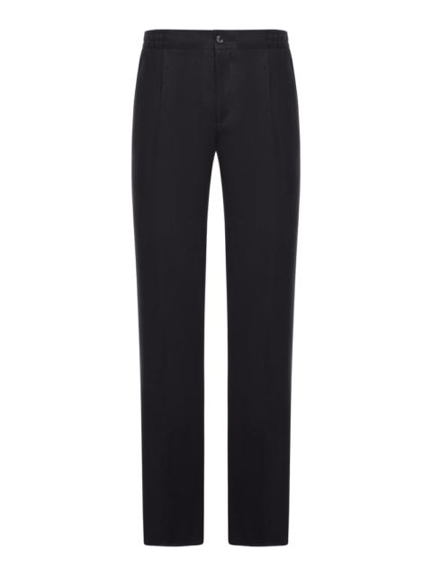 Other Designers Kiton Men Straight Fit Linen Trousers With Elastic Waist