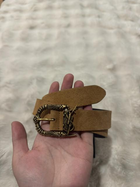 SAINT LAURENT Brand new Saint Laurent (SLP) leather belt with gold-tone engraved logo buckle.