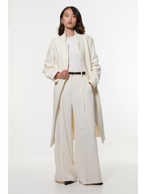 KAREN MILLEN Wool Investment Notch Neck Tailored Midi Coat