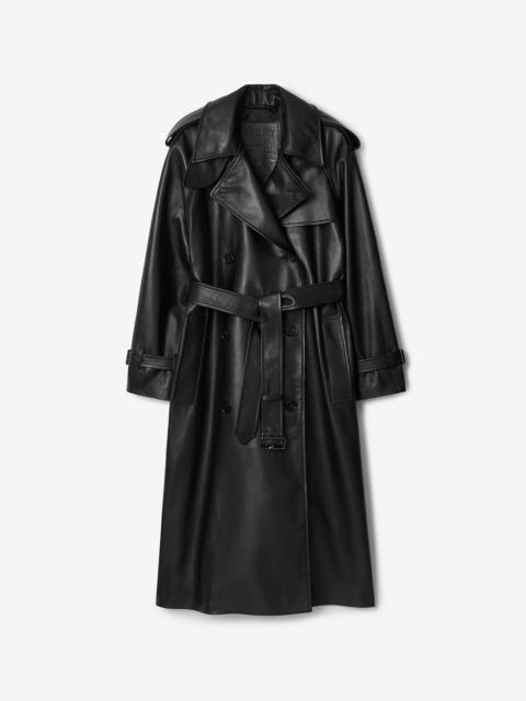 Burberry Long Leather Castleford Trench Coat