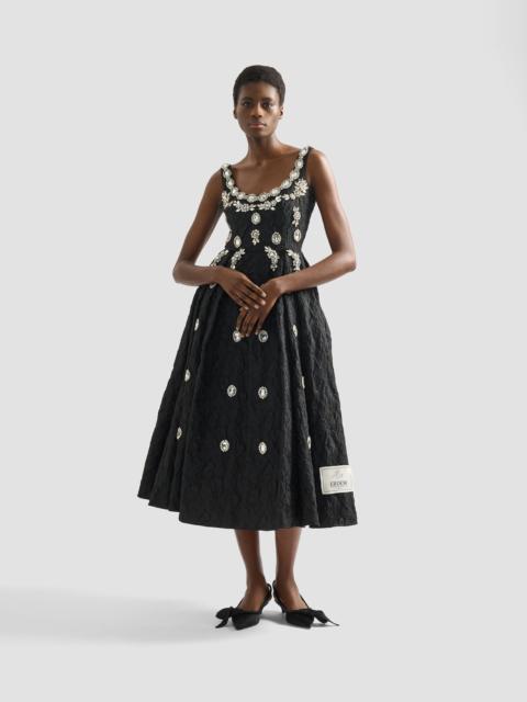 Erdem EMBROIDERED CLOQUE JACQUARD SLEEVELESS MIDI DRESS
