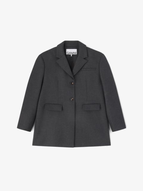 GANNI GREY WOOL SUITING BLAZER