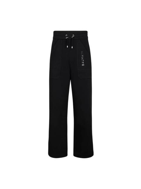 BLACK SPORTS TROUSERS WITH LOGO PRINT