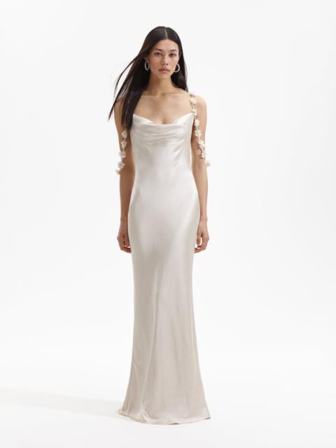self-portrait Champagne Satin Flower Maxi Dress