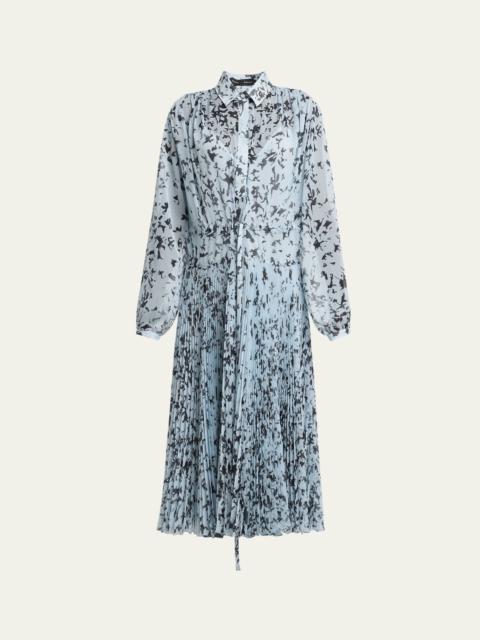 Proenza Schouler Jones Printed Crinkle Chiffon Pleated Dress