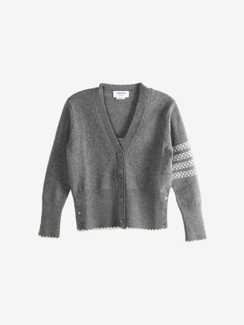 Thom Browne THOM BROWNE - Women Holiday Hector Jersey Intarsia Classic Fit V Neck Cardigan