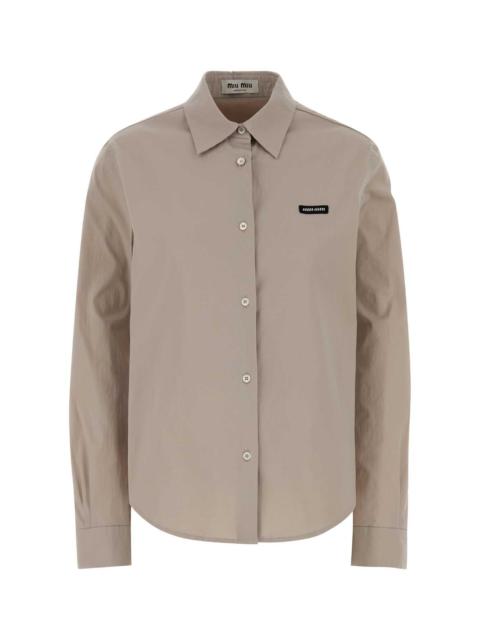 Miu Miu Miu Miu Women Dove Grey Stretch Poplin Shirt