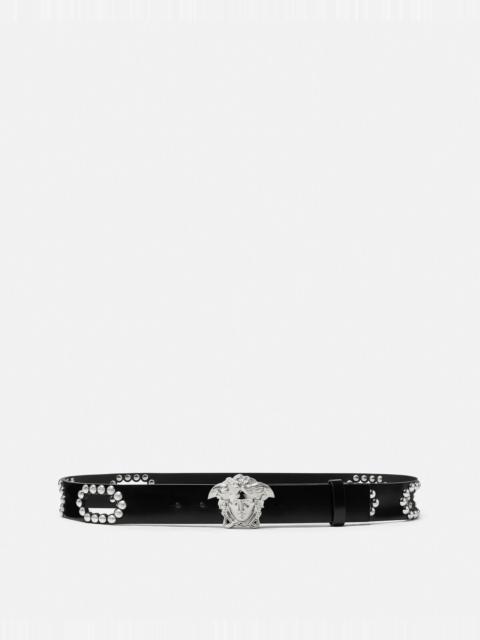 VERSACE La Medusa Studded Leather Belt 1.6"