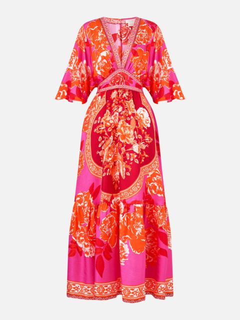 CAMILLA WAISTED DRESS WITH HEM RUFFLE