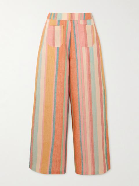 EMPORIO SIRENUSE Adele Striped Linen Wide-leg Pants