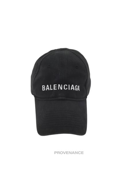 BALENCIAGA Balenciaga Embroidered Logo Cap - Washed Black