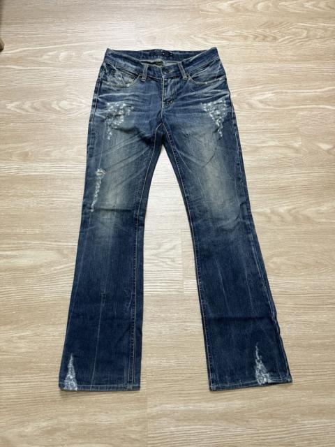 Other Designers If Six Was Nine - MIDAS Distressed Faded Dark Blue Flare Jeans