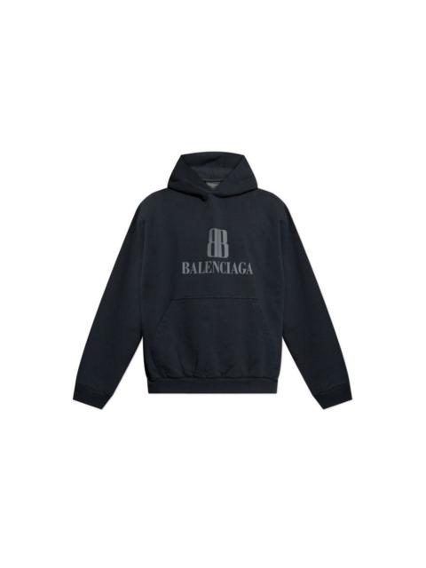 BALENCIAGA BALENCIAGA Navy Blue Cotton Hoodie New & Authentic (Men's si