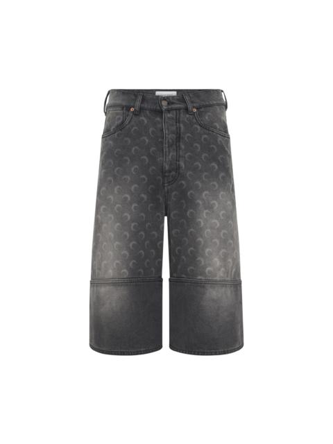 Marine Serre Moon Laser Grey Wash Denim Shorts