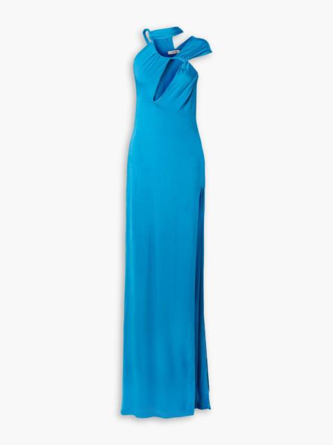 Other Designers One-shoulder cutout ruched stretch-jersey gown