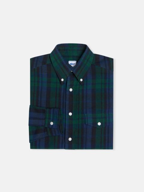 J. PRESS BLACKWATCH TARTAN COTTON FLANNEL SPORT SHIRT - TRIM FIT