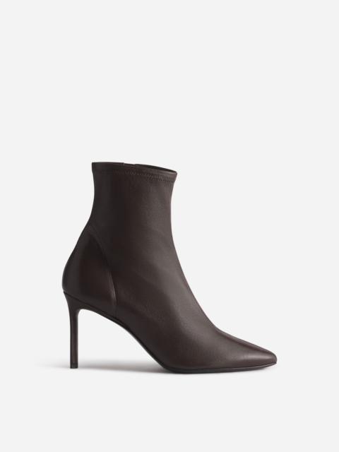 CO Heeled Leather Sock Bootie in Chocolate