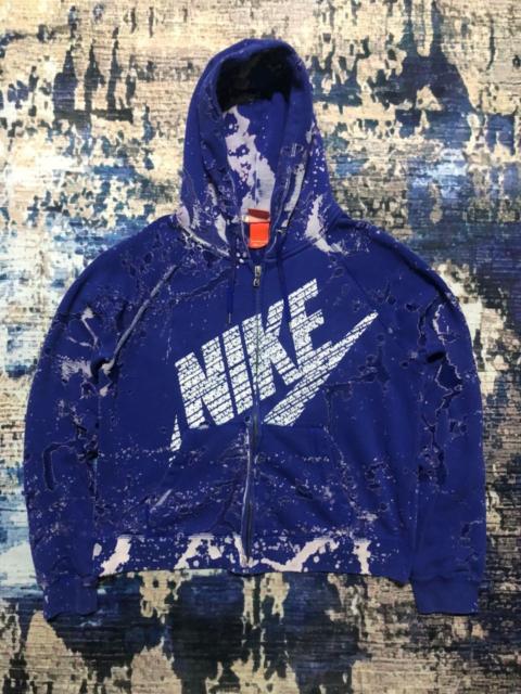 Nike Crazy Nike Cropped Heavily Distressed Bleach Zipper Hoodie