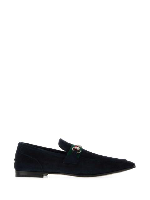 GUCCI Gucci Men Dark Blue Suede Gucci Come Loafers
