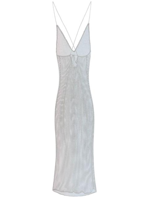 Ganni Long Mesh Dress With Crystals