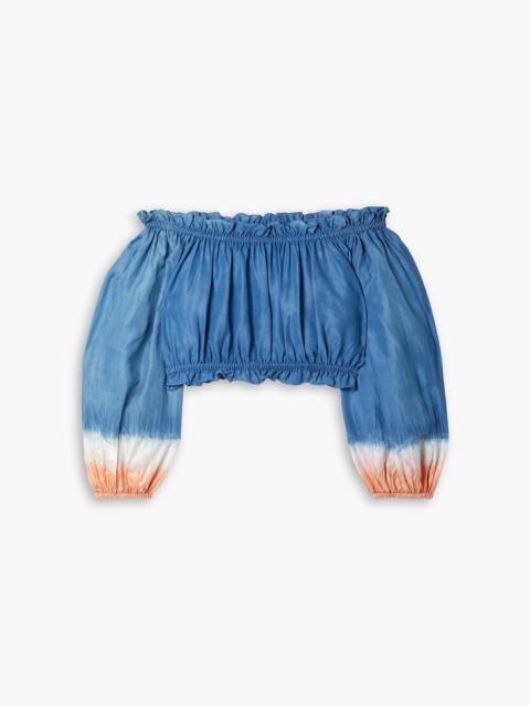 Cara Cara Shelby cropped gathered tie-dyed silk-crepe top