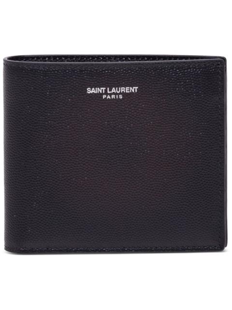 SAINT LAURENT Saint Laurent Men Black Leather Bifold Wallet With Saint Laurent Logo For Men