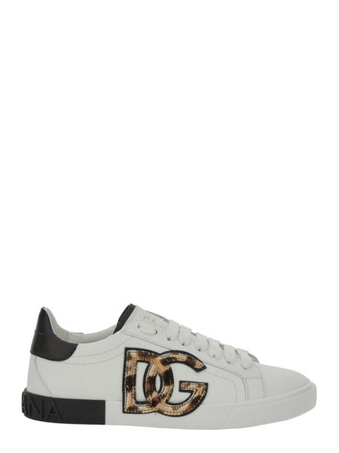 Dolce & Gabbana Dolce & Gabbana Women White Low Top Sneaker With Animal-Motif Logo In Leather Woman